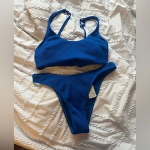 Hollister Blue Ribbed Bikini Set